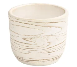 Dehner Keramik-Übertopf Wood, rund Creme