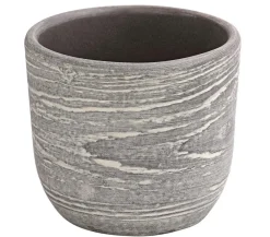 Dehner Blumentöpfe & Übertöpfe - Keramik-Übertopf Wood, rund Grau