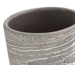 Dehner Blumentöpfe & Übertöpfe - Keramik-Übertopf Wood, rund Grau
