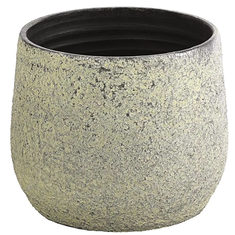 Dehner Keramik-Übertopf Yves, bauchig, Silber Outlet