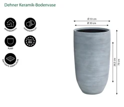 Dehner Blumentöpfe & Übertöpfe - Keramik-Bodenvase Anton, rund, Grau