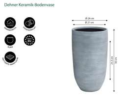 Dehner Blumentöpfe & Übertöpfe - Keramik-Bodenvase Anton, rund, Grau