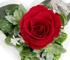 Dehner Konservierte Rosen > Keramik-Herz mit Longlife-Rose Cindy, , ca. B17/H10/T17 cm