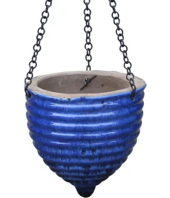 Dehner Blumenampeln & -Schalen - Keramik-Hängeampel, konisch, Blau