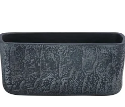 Dehner Blumenampeln & -Schalen|Blumentöpfe & Übertöpfe - Keramik-Jardiniere Mara, rechteckig, , ca. B23/H10/T12 cm Dunkelgrau