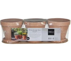 Dehner Blumentöpfe & Übertöpfe > Keramik-Kräutertopf Stan, 3er-Set mit Untersetzer