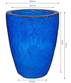 Dehner Keramik-Pflanztopf Delphi, konisch, Blau Hot