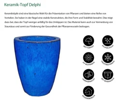 Dehner Keramik-Pflanztopf Delphi, konisch, Blau Hot