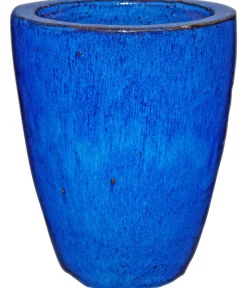 Dehner Vasen|Blumentöpfe & Übertöpfe - Keramik-Pflanztopf Delphi, konisch, Blau