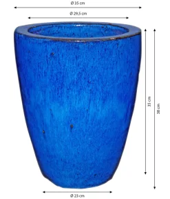 Dehner Vasen|Blumentöpfe & Übertöpfe - Keramik-Pflanztopf Delphi, konisch, Blau