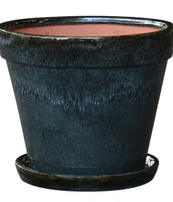Blumentöpfe & Übertöpfe > Dehner Keramik-Pflanztopf Leoni inkl. Untersetzer, konisch, ca. Ø15,5/H13 cm