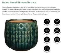 Dehner Keramik-Pflanztopf Peacock, rund, Grün Sale