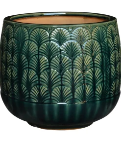 Dehner Blumentöpfe & Übertöpfe - Keramik-Pflanztopf Peacock, rund, Grün