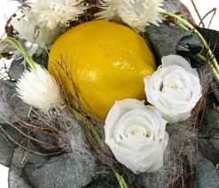 Dehner Konservierte Rosen > Keramik-Schale mit Longlife-Rose Limoncello, ca. Ø12/H21 cm