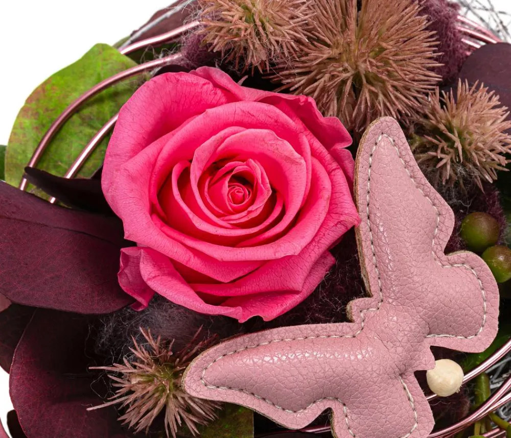 Dehner Keramik-Schale mit Longlife-Rose lie, , ca. Ø13/H23 cm Online