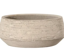 Dehner Blumenampeln & -Schalen - Keramik-Schale Tristan, bauchig, creme/, ca. Ø27/H11 cm Braun