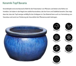 Dehner Keramik-Topf Bavaria, bauchig Blau Discount