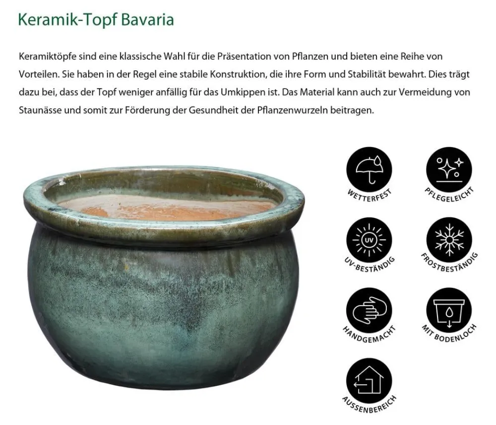 Dehner Blumentöpfe & Übertöpfe - Keramik-Topf Bavaria, bauchig Anthrazit