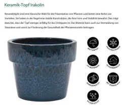 Dehner Keramik-Topf Irakolin, rund Dunkelblau Best