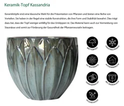 Dehner Keramik-Topf Kassandria, rund, Türkis Outlet