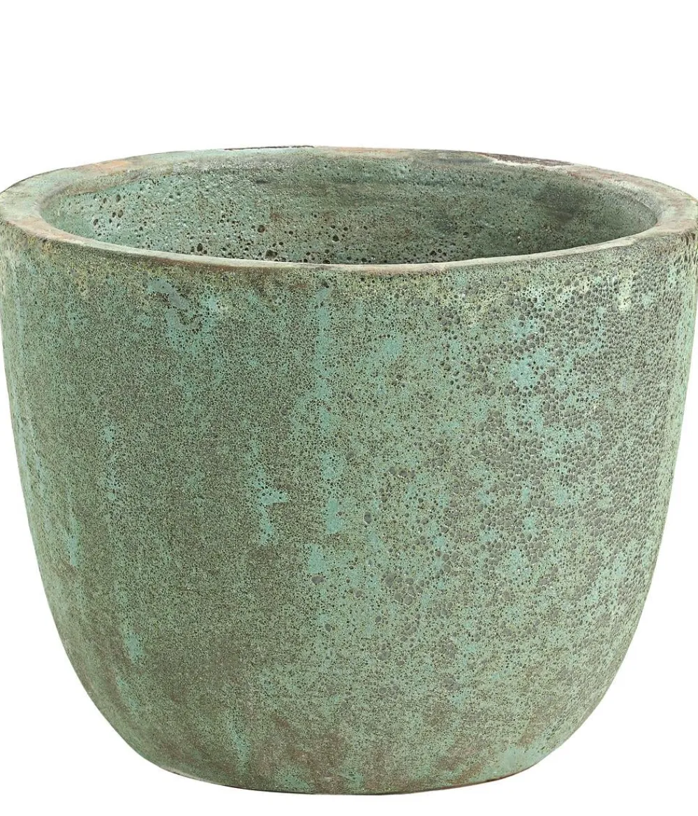 Dehner Keramik-Topf Rhodos, rund, blau- Hot