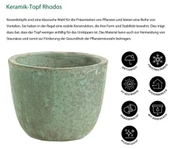 Dehner Keramik-Topf Rhodos, rund, blau- Hot