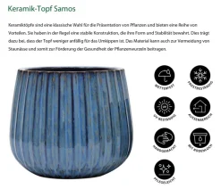 Dehner Blumentöpfe & Übertöpfe - Keramik-Topf Samos, rund, Blau