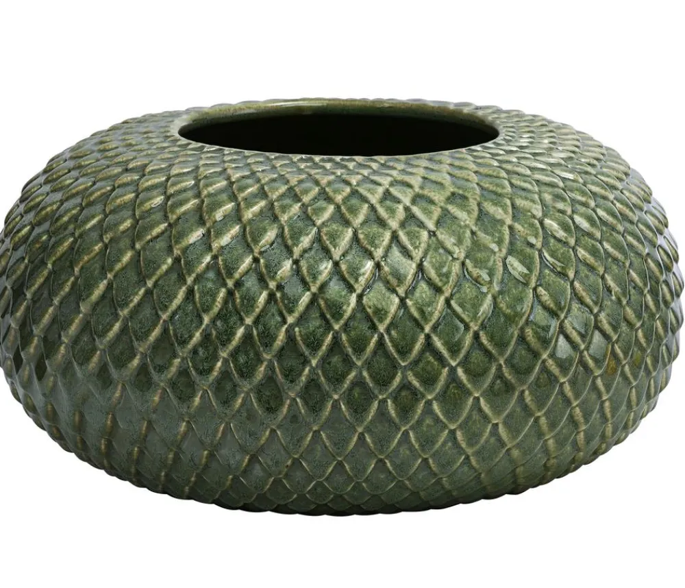 Dehner Keramik-Vase Tamir, bauchig, ca. Ø26/H13 cm Grün Outlet