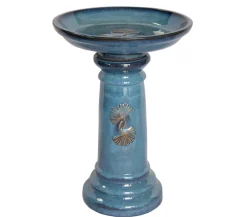 Dehner Keramik-Vogeltränke, ca. Ø41/H57 cm Hellblau Best