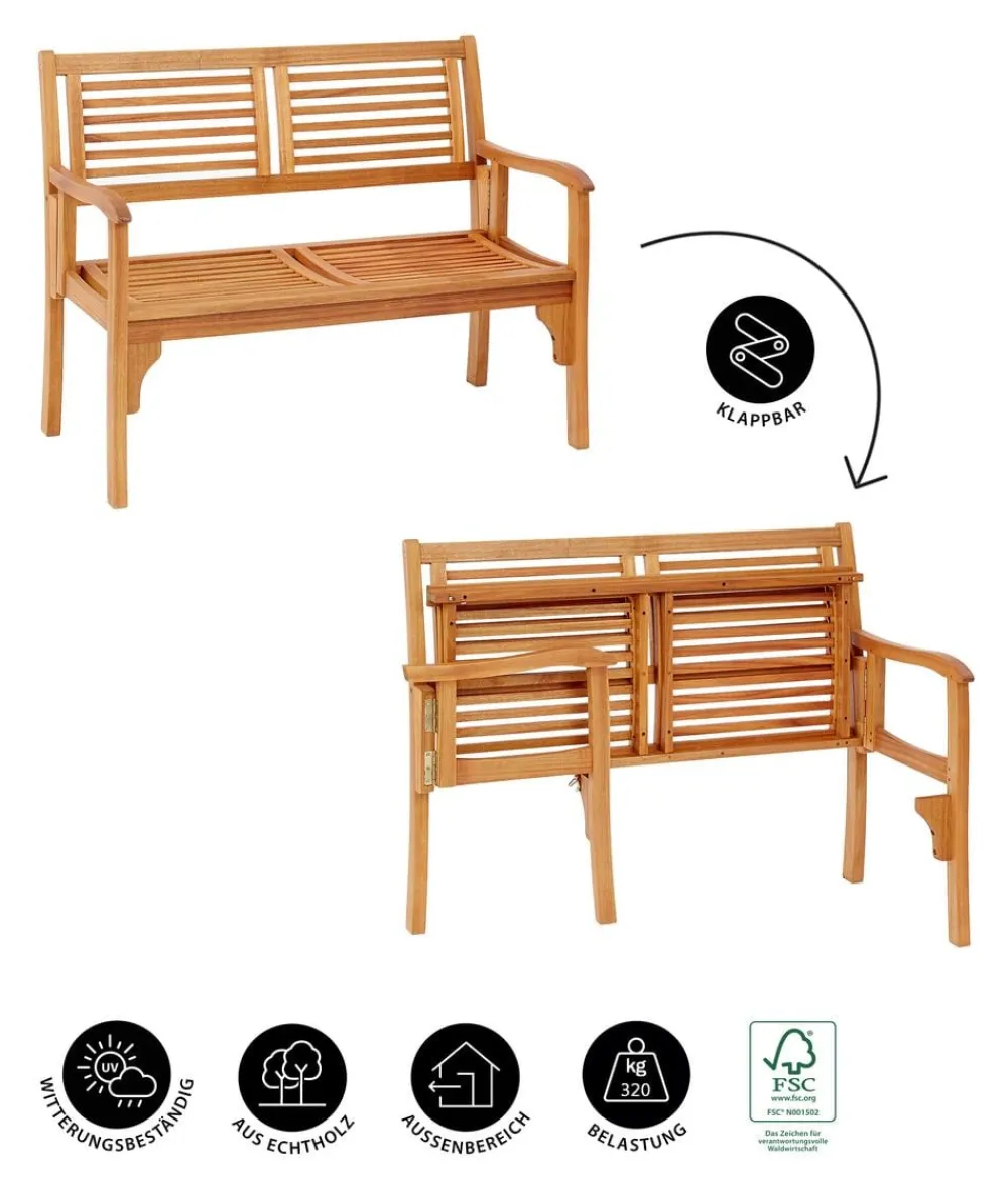 Dehner Klappbank Douglas, 2-Sitzer Hellbraun Best