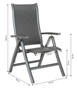 Dehner Garten- & Loungesessel|Gartenstühle Aluminium > Klappsessel Chicago Dark