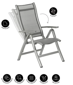 Dehner Gartenstühle Aluminium|Klappstühle - Klappsessel Chicago, Hochlehner Grau