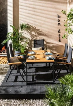 Dehner Balkonmöbel Aluminium|Gartenstühle Aluminium - Klappsessel Chicago Wood Schwarz