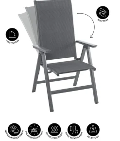 Dehner Gartenstühle Aluminium|Klappstühle - Klappsessel Cleveland, Dunkelgrau