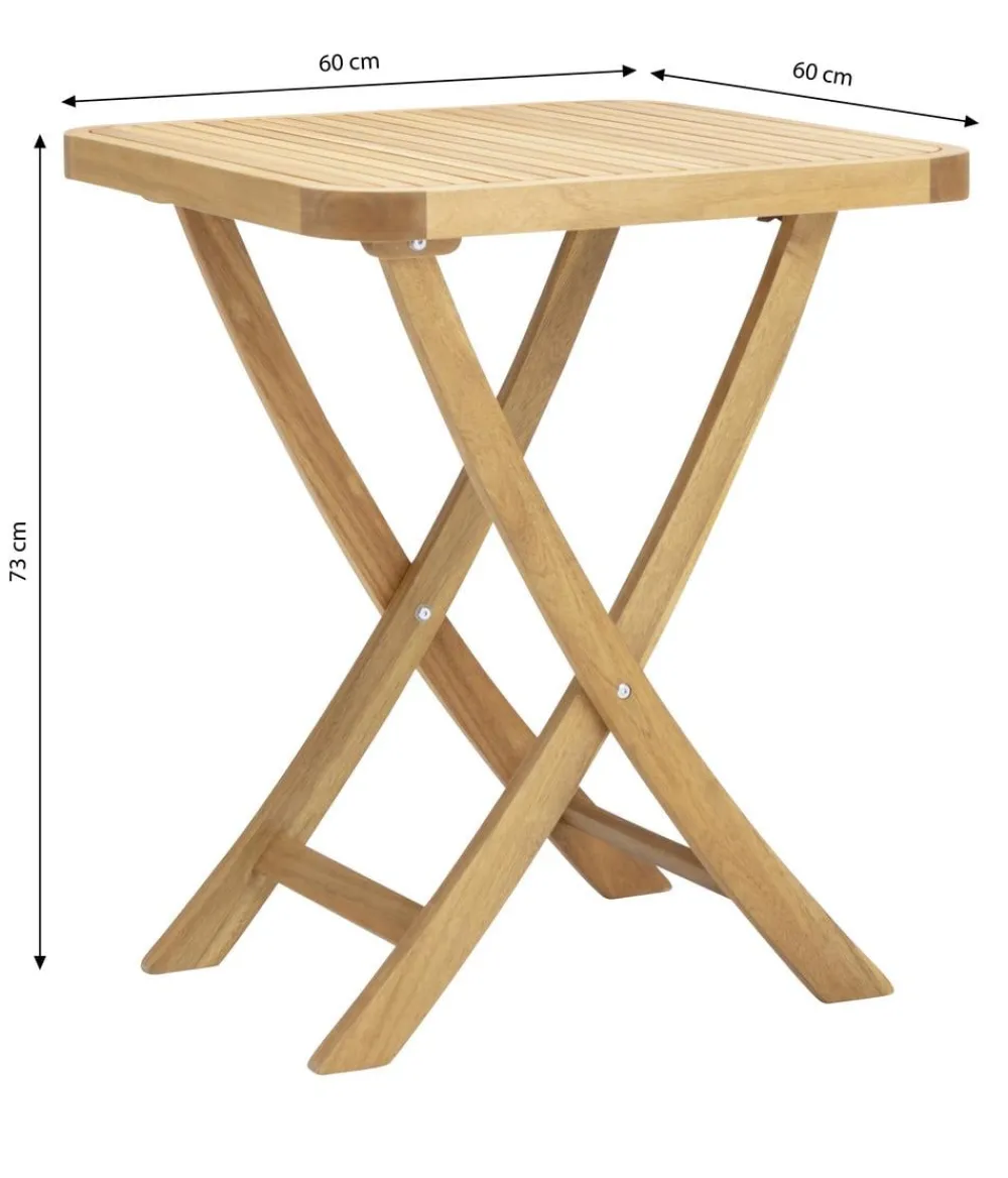 Dehner Balkontische|Balkontische - Klapptisch Lima, ca. B60/H73/T60 cm Natur