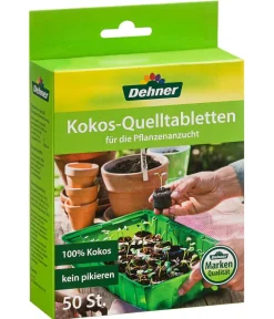Dehner Anzucht Zubehör - Kokos-Quelltabletten, 50 Stk. Braun