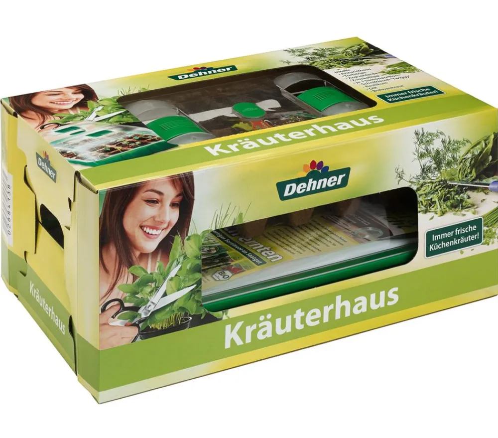 Dehner Kräuterhaus Komplett-Set, ca. B38/H18/T24 cm Grün Discount