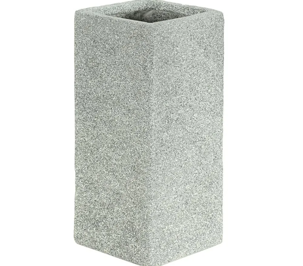 Dehner Blumentöpfe & Übertöpfe - Kunststein-Pflanzvase Rock, quadratisch, grau Hellgrau