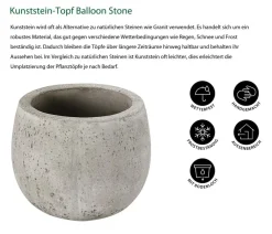 Dehner Blumentöpfe & Übertöpfe > Kunststein-Topf Balloon Stone niedrig, bauchig,
