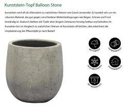 Dehner Blumentöpfe & Übertöpfe - Kunststein-Topf Balloon Stone, bauchig, Grau
