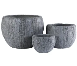 Dehner Kunststein-Topf Belfast, bauchig, Grau New