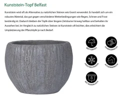 Dehner Blumentöpfe & Übertöpfe - Kunststein-Topf Belfast, bauchig, Grau
