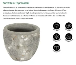 Dehner Kunststein-Topf Mosaik, Grau Best