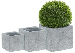 Dehner Kunststein-Topf Rock, quadratisch, Grau Outlet