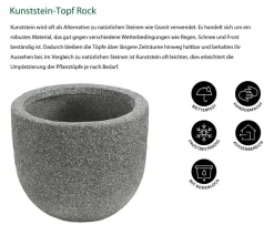 Dehner Blumentöpfe & Übertöpfe - Kunststein-Topf Rock, rund, Grau
