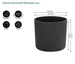 Dehner Blumentöpfe & Übertöpfe > Kunststoff-Übertopf Lora, rund