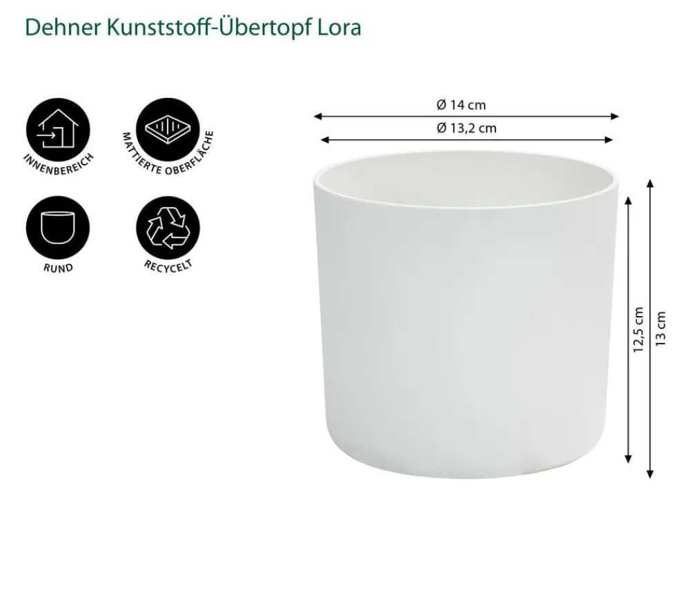 Dehner Kunststoff-Übertopf Lora, rund Weiß