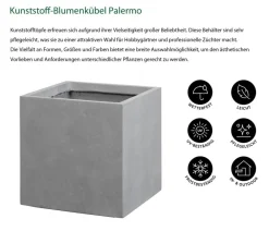 Dehner Kunststoff-Blumenkübel Palermo, quadratisch Grau Clearance