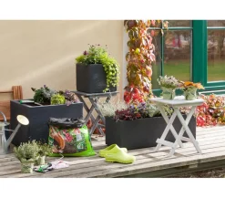 Dehner Pflanzkübel & Blumenkästen|Blumentöpfe & Übertöpfe - Kunststoff-Blumenkübel Palermo, quadratisch Anthrazit