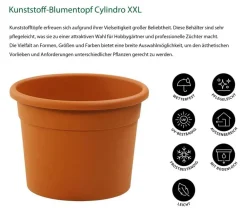 Dehner Kunststoff-Blumentopf Cylindro XXL, rund Terrakotta Discount